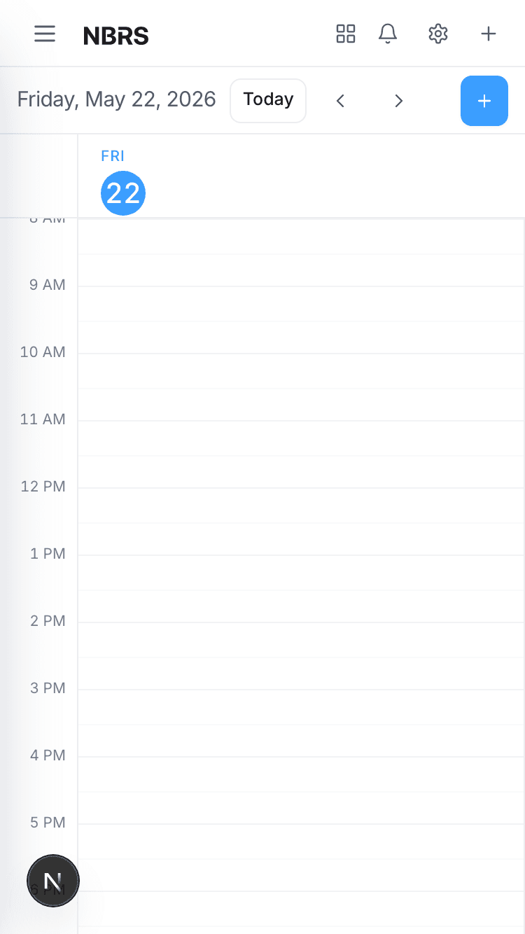 Mobile bookings calendar